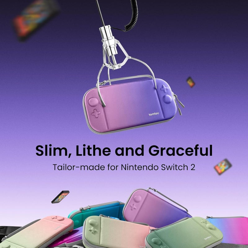 Tomtoc Slim Carrying Case for Nintendo Switch 2 Model 2025, Odorless Felt Protective Hard Shell with 12 Game Card Slots, Portable Travel Storage Case with Original Patent and Military Grade Protection - Image 2